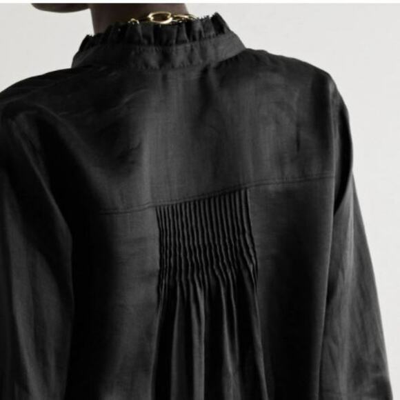 LAFAYETTE 148 Raines Ruffled Black Blouse NWOT Size Small - Picture 3 of 11